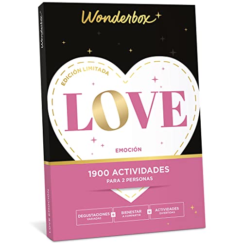 WONDERBOX - Caja Regalo Love Emoción - Sorprende A Quien Amas, Regalos Originales Para Parejas, Ideas Regalo Mujer, Ideas Regalo Hombre, Vivir Experiencias Juntos.